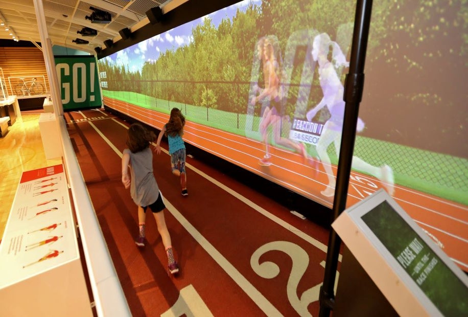 Challenge yourself against a virtual opponent in Franklin Institute's Sports Zone. Photo courtesy of Franklin Institute