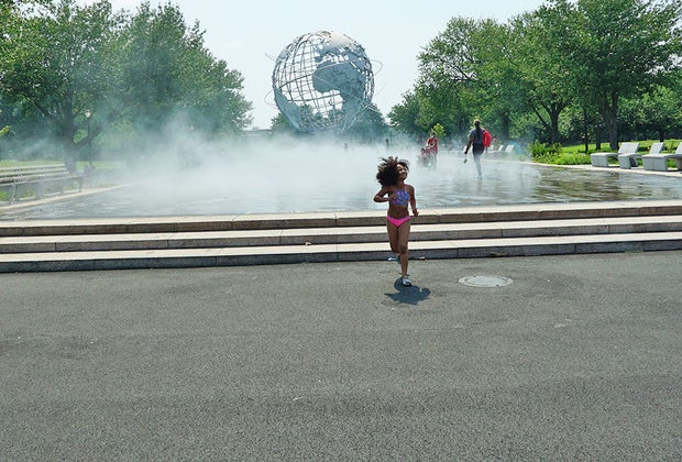 Visiting Flushing Meadows Corona Park with Kids Frolic in the Fountain of the Fairs
