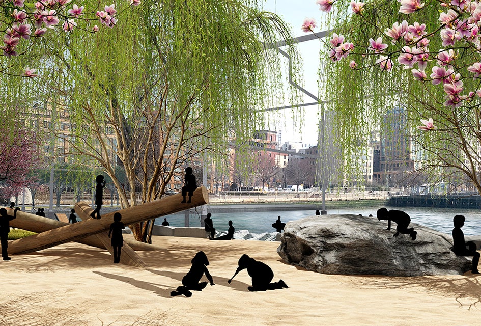 New Yorkers will soon have a bit of beachfront on the Hudson River thanks to the planned Gansevoort Peninsula.