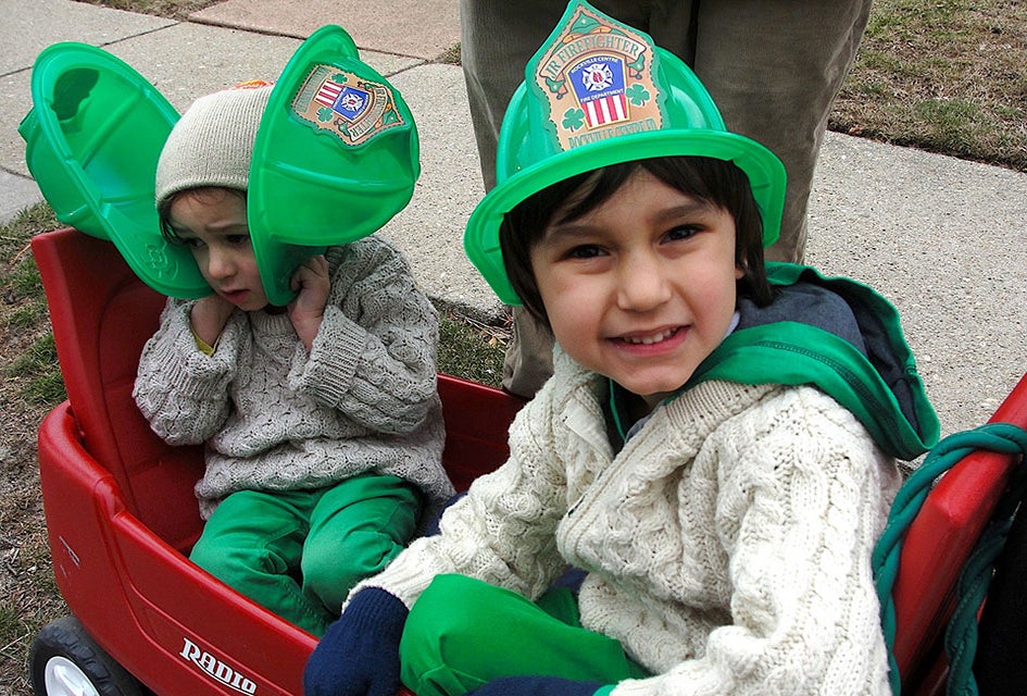 Grab a wagon and hang out along a St. Patrick's Day parade route on Long Island. Photo by Jaime Sumersille