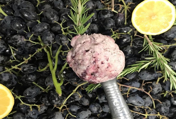 Ginger's Divine Ice Creams storefront near the Beverly Center: Grape coat cheese