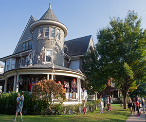 Visit this grand, corner-lot mansion in Ditmas Park, Brooklyn, for Halloween decorations taken to the next level! Photo by Sara Marentette