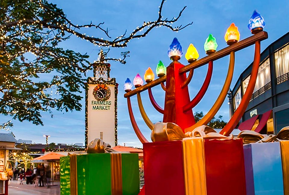 Celebrate Hanukkah with music, crafts, and building a giant Lego menorah. Photo courtesy of the Original Farmers Market