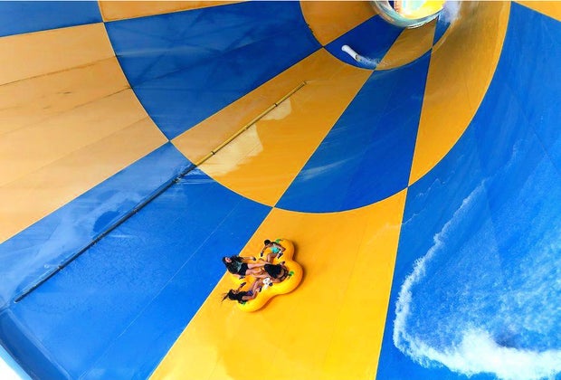 The Tornado is a 132 foot long tunnel of fun. Hurricane Harbor Splashtown