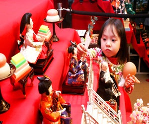 Enjoy an authentic display of intricately decorated hina dolls, experience Hinamatsuri traditions, sing songs, and make a doll to take home at the Japan Society. Photo courtesy of the Japan Society
