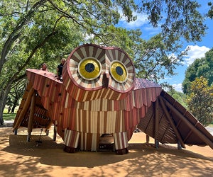 The owl playground is just one of many cool features at Bonnet Springs Park. Photo by author