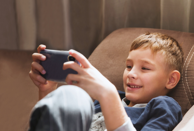 Boy on his smartphone