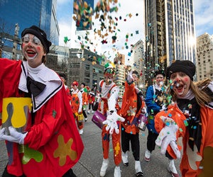 It wouldn't be Thanksgiving in NYC without the Macy's Thanksgiving Day Parade—and its cavalcade of clowns. Photo courtesy of Macy's