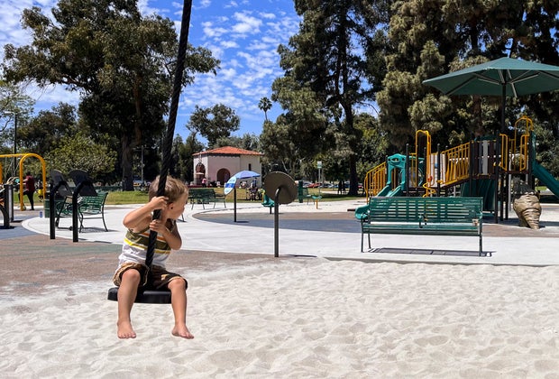 Recreation Park, Long Beach's Newest Playground: Swing on the pulley swings!