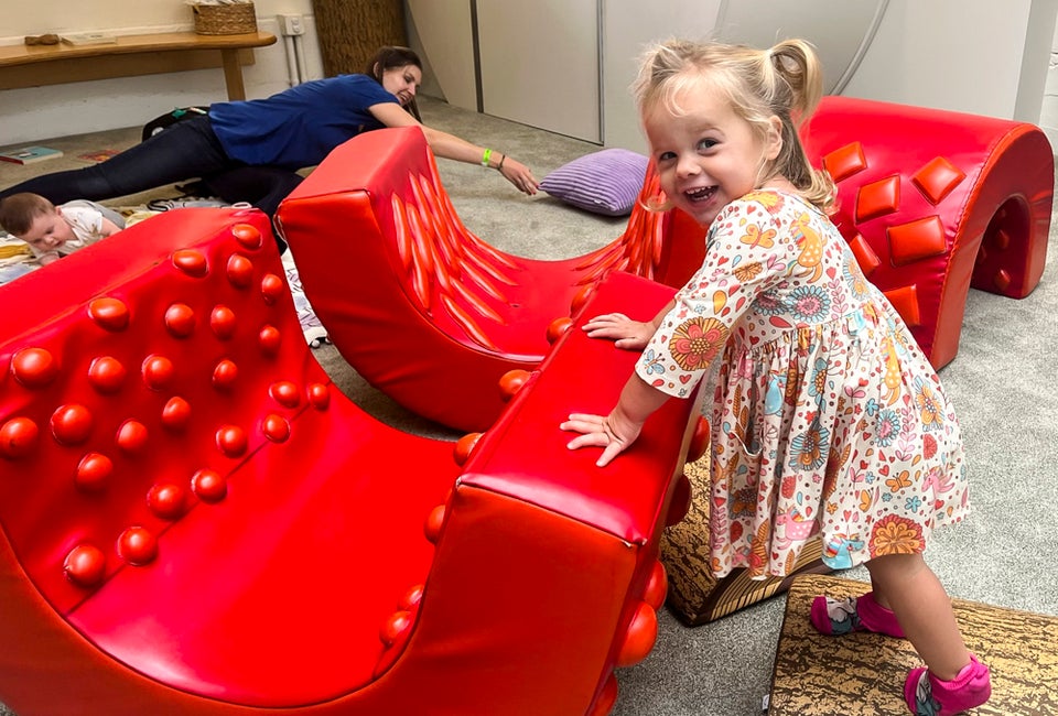 Newly-Renovated Play Area Opens for Babies and Toddlers at Kidspace Children’s Museum The interactive indoor playground is now welcoming crawlers and early walkers to play, climb, explore, and connect. Photo by Kylie Williams