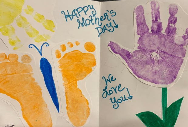 Footprint and Handprint Garden Mother's Day Cards