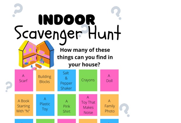 Indoor Scavenger Hunt printable template