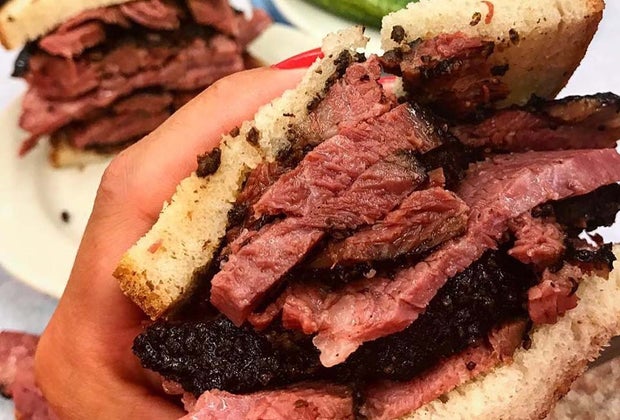 Iconic Family-Friendly Restaurants in NYC: katz's deli corned beef sandwich