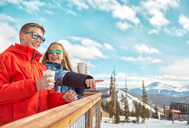 Have cocoa on the deck at Keystone Resort's restaurant.