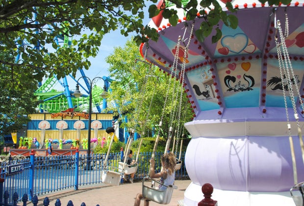 Photo of kiddie rides at Six Flags New England.