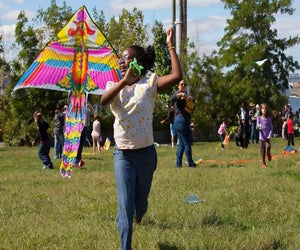 There is plenty of wide open space to fly a kite at the Lift Off festival. Photo courtesy of Brooklyn Bridge Park