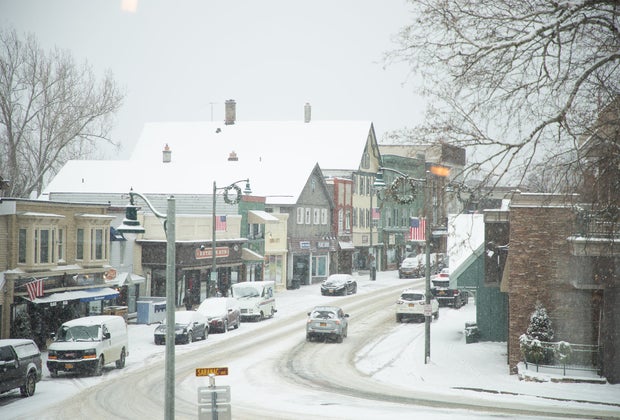 Things to do in Lake Placid with Kids: Lake Placid snowy Main Street