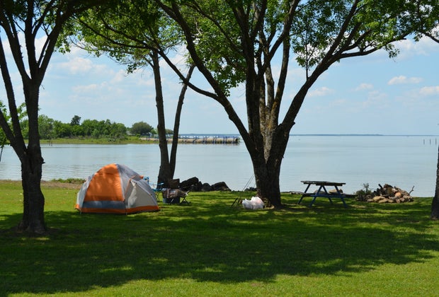 Tent camping off Lake Tawakoni.