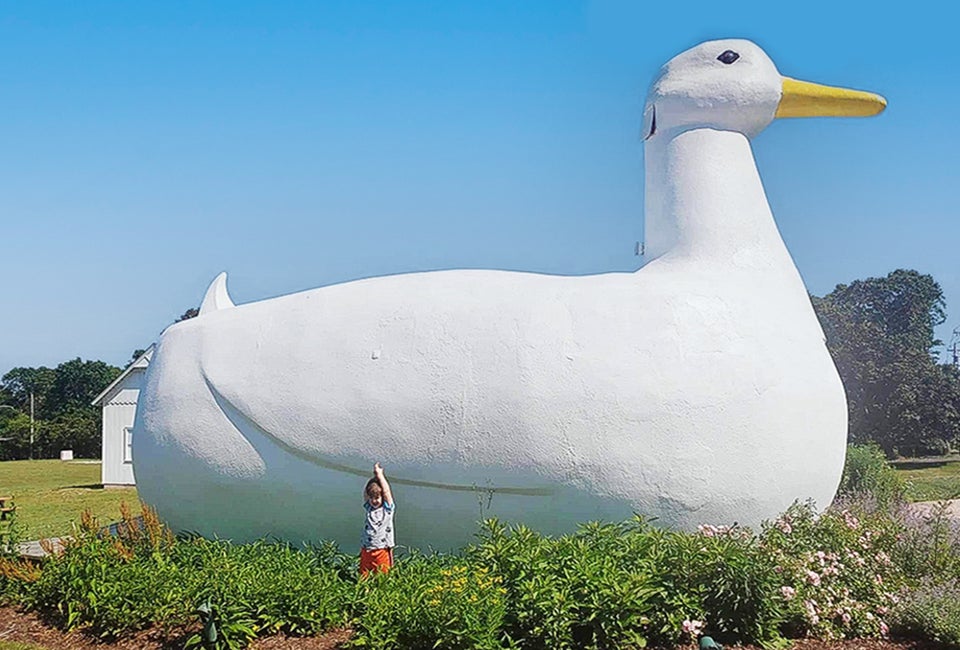 The Big Duck greets visitors to Long Island for fun photo-ops and duck-themed goodies in its gift shop. Photo by Gina Massaro