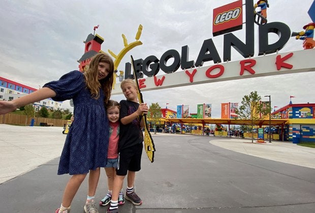 Kids outside Legoland New York, one of our favorite kid-friendly openings in New York. 