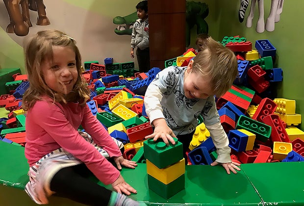 kids building giant legos