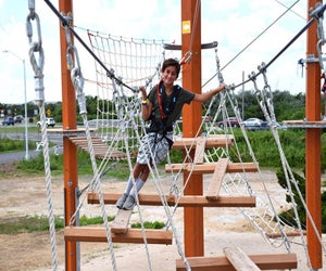 Test your climbing skills during a birthday party at WildPlay Jones Beach. Photo by the author