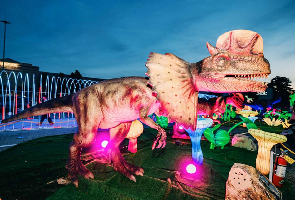 Massive dinosaurs are stomping into town during the LuminoCity Dino Safari. Photo courtesy LuminoCity