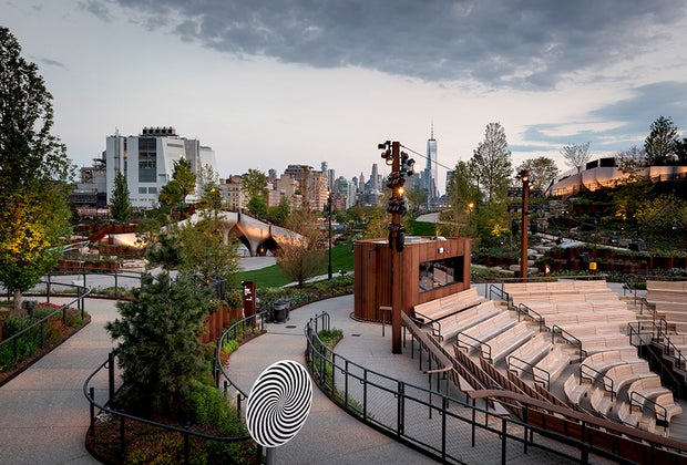 The Amph at Little Island at dusk