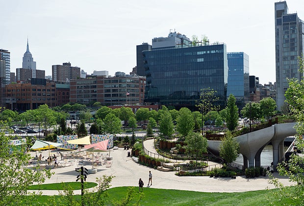 Little Island Play Ground looking toward Empire State Building