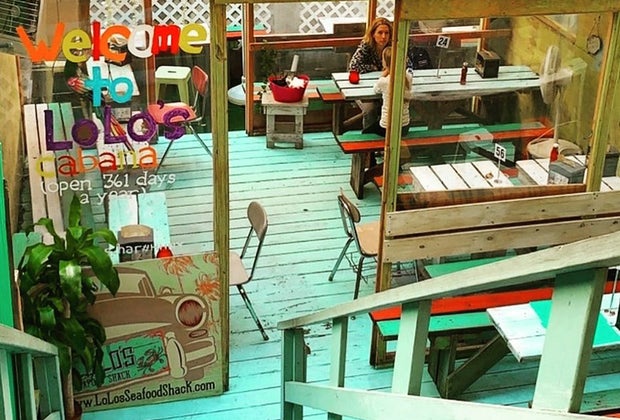 Lolo's Seafood Shack has colorful outdoor dining