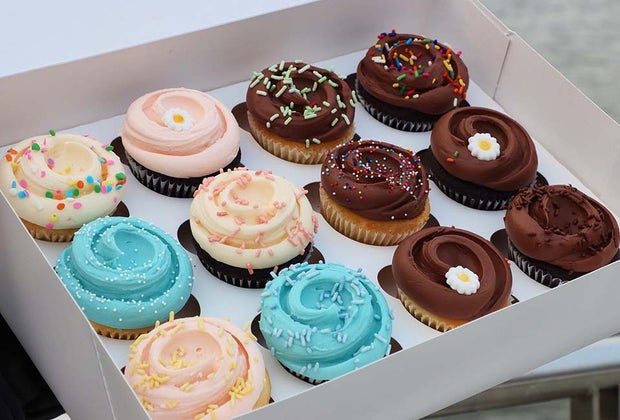Iconic Family-Friendly Restaurants in NYC: Magnolia Bakery a box of cupcakes