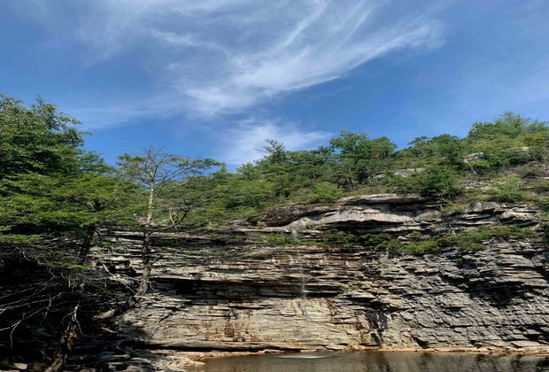 Awosting Falls on a beautiful blue sky summer day