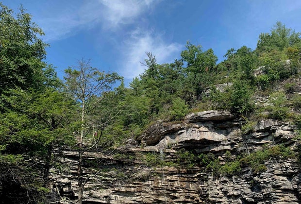 Awosting Falls on a beautiful blue sky summer day