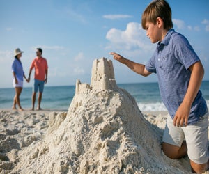 The white sand is perfect for sandcastles at Gulf Shores and Orange Beach. Photo courtesy of  Gulf Shores/Orange Beach Tourism