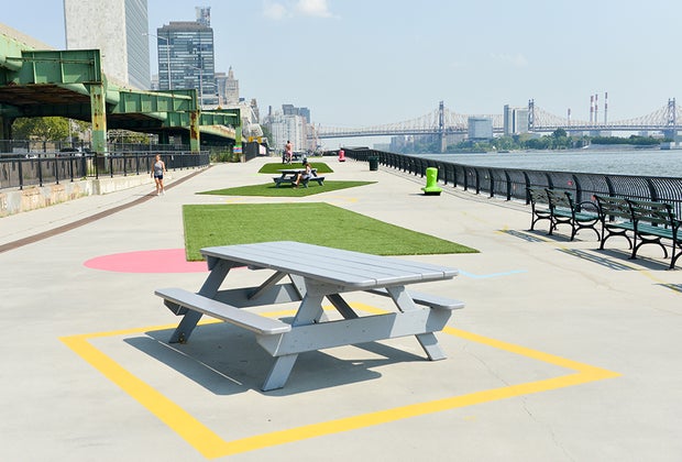 new passive turf areas, and picnic tables.at new wave pier