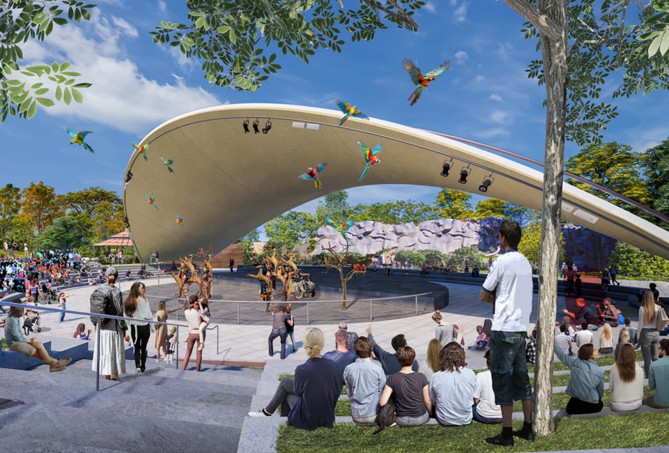 New Amphitheatre in the Wildlife Discovery Zone. Renderings credit Jones & Jones Architects and Landscape Architects and Booth Hansen.