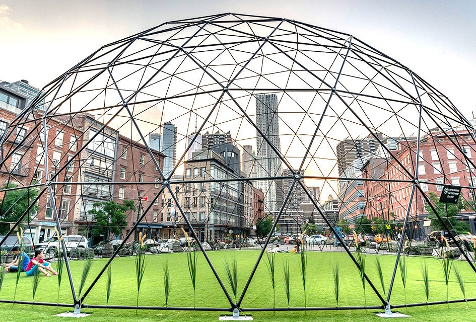 Weekend Fun: Math Fest, Kites, Sand Sculptures, and Harlem Week A new art installation at the Seaport, dusk.space, provides a little bit of nature in the city. Photo by myrealestateshots via NYC Parks