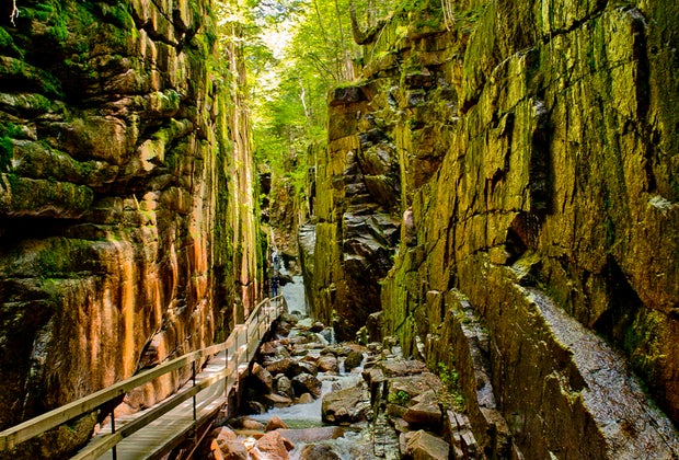 Image of steep crevice in NH - Fall Foliage Experiences in New England