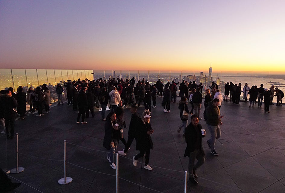 See the sunset from the suspended observation deck at the Edge for a memorable after-dark outing. Photo by Jody Mercier