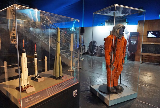 Intrepid Museum: Russian space suit and model rockets