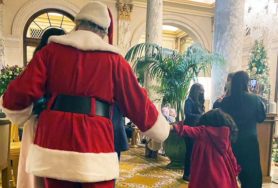 Head to The Plaza for a classic holiday tea, and a memorable visit with the season's biggest celebrity. Photo by author