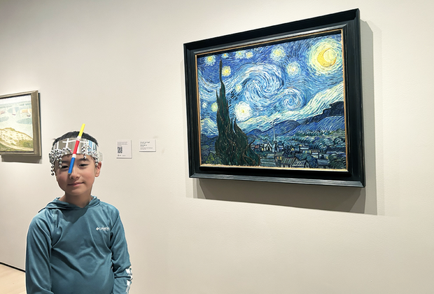 MoMA with Kids: Boy in front of The Starry Night