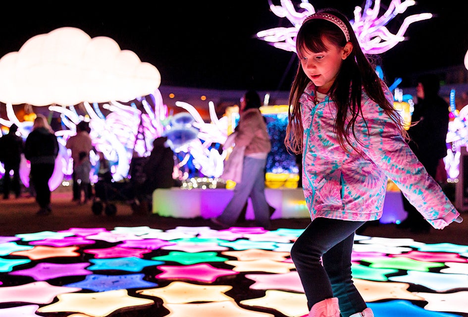 The Tianyu Lights Festival transforms the Citi Field parking lot into a magical holiday destination with larger-than-life lanterns and kid-friendly activities. Photo courtesy of the festival