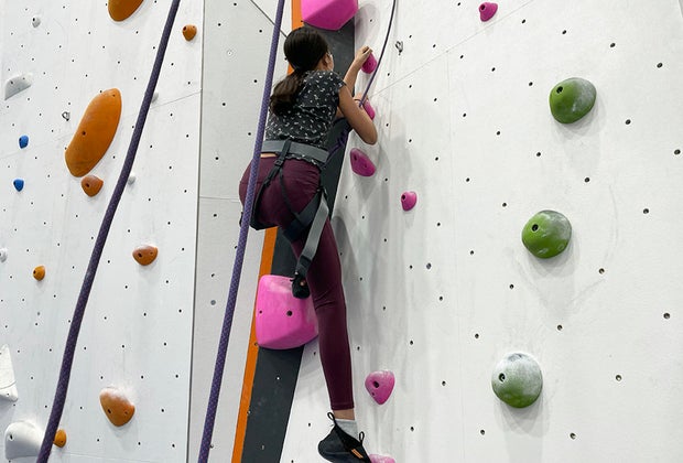 Hit the third floor of The Cliffs at Gowanus to try rope climbing and bouldering with kids