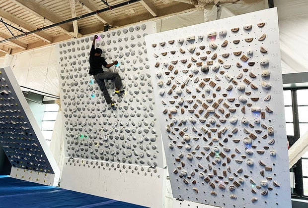 Tackle the bouldering problems at The Cliffs at Gowanus' board room