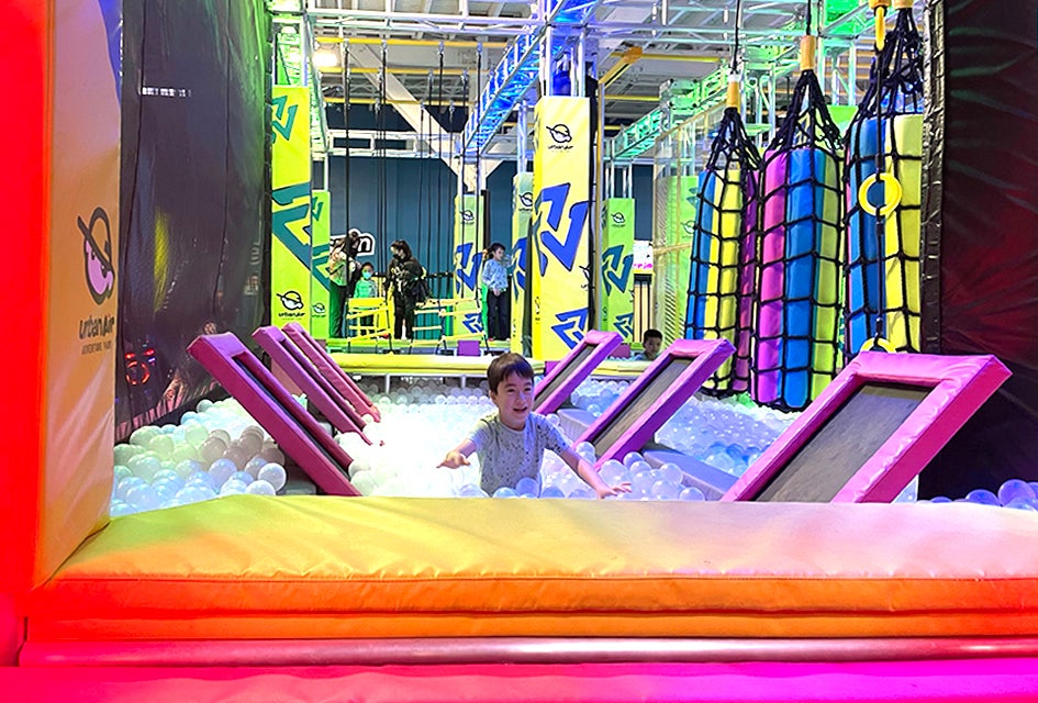Urban Air Adventure Park is much more than a typical trampoline park, with ropes courses, climbers, VR, and more.  Photo by Diana Kim