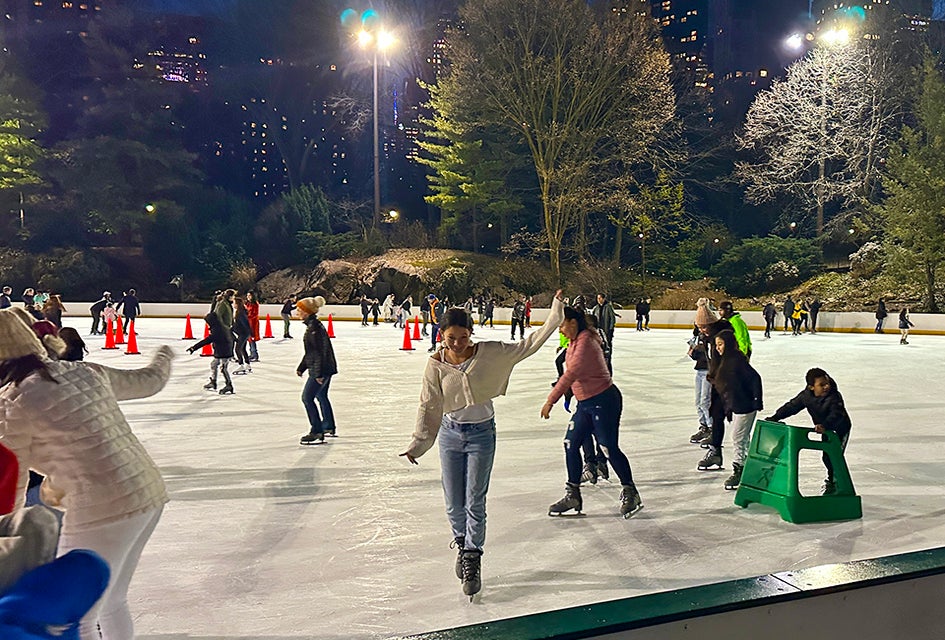 An evening ice skating session at Central Park's Wollman Rink makes for a fun winter outing. Photo by Jody Mercier