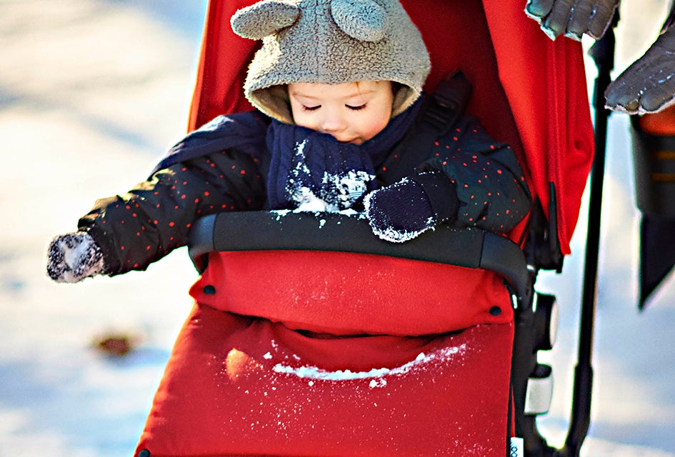 A footmuff envelops tots in cozy warmth in their stroller. Photo courtesy of Bugaboo