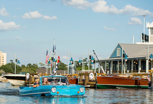 Best Things To Do and See in Disney Springs With Kids: amphibious vehicle ride