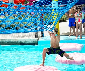 Obstacle courses are part of the water play at Island H2O Water Park.